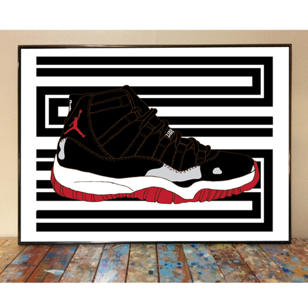 11x17 AIR JORDAN 11 BRED DRAWING ART PRINT